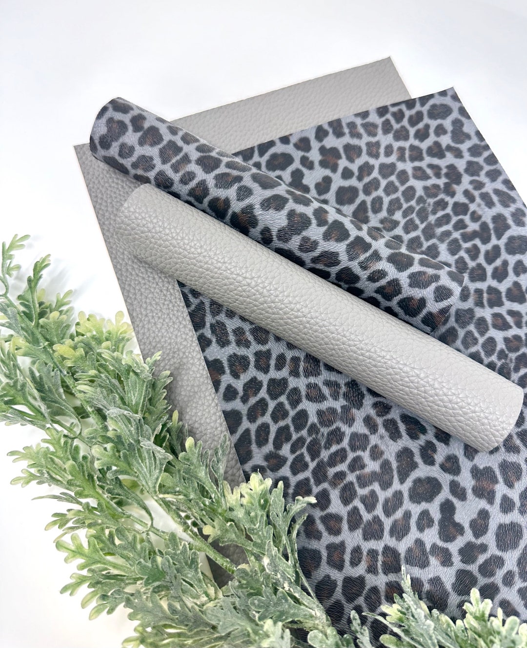 Gray Faux Leather Sheets: Leopard Print, DIY Craft Supplies - Etsy