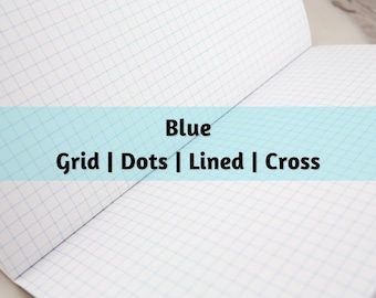 N024: Blue Grid Dots Lined Cross Bright White Paper 118 GSM 40 Pages Notebook