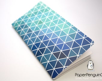 N002: Geometric Blues Cover Bright White Paper 118 GSM 40 Pages Notebook