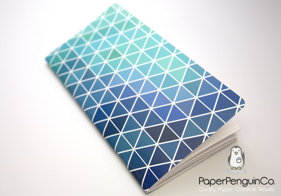 N002: Geometric Blues Cover Bright White Paper 118 GSM 40 Pages Notebook