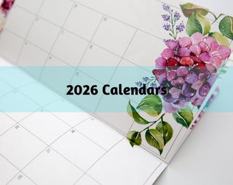 M014: 2026 Floral Monthly Calendar Bright White Paper 118 GSM 40 Pages Notebook