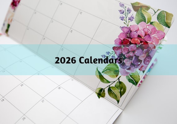 M014: 2026 Floral Monthly Calendar Bright White Paper 118 GSM 40 Pages Notebook