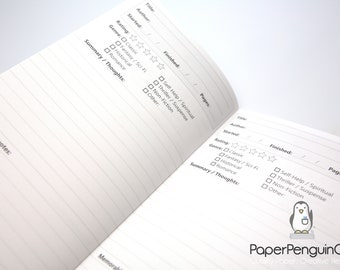 books and journals N012: Reading Journal Book Log Bright White Paper 118 GSM 40 Pages Notebook
