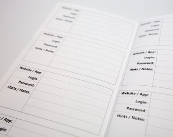 N021: Password Tracker Website App Username Login Book Bright White Paper 118 GSM 40 Pages Notebook