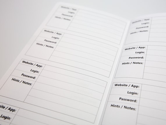 N021: Password Tracker Website App Username Login Book Bright White Paper 118 GSM 40 Pages Notebook