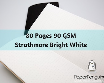Midori Insert 80 Pages 90 GSM Bright White Strathmore Writing 25% Cotton Wove Regular A5 Wide B6 Personal A6 Pocket FN Passport Mini Micro