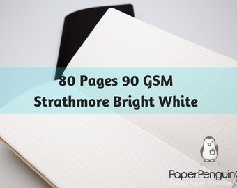 Midori Insert 80 Pages 90 GSM Bright White Strathmore Writing 25% Cotton Wove Regular A5 Wide B6 Personal A6 Pocket FN Passport Mini Micro