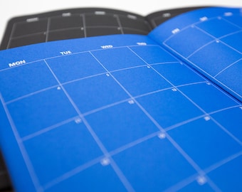 M016: Dated or Undated Plain Monthly Calendar Black or Blue Paper 89 GSM 40 Pages Notebook