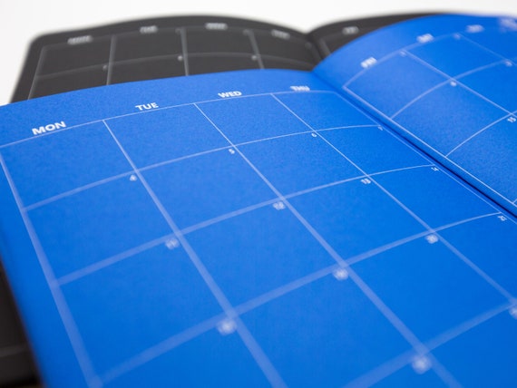 M016: Dated Plain Monthly Calendar Black or Blue Paper 89 GSM 40 Pages Notebook