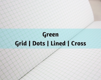 N026: Green Grid Dots Lined Cross Bright White Paper 118 GSM 40 Pages Notebook