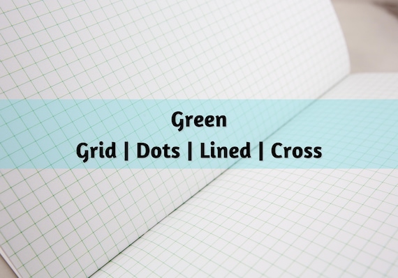 N026: Green Grid Dots Lined Cross Bright White Paper 118 GSM 40 Pages Notebook