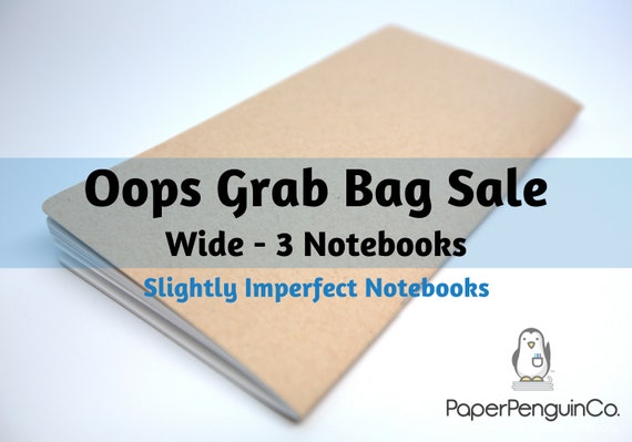 Oops Wide Size 3 Slightly Imperfect Notebooks Mystery Oops Grab Bag Sale Up to 75% Off