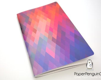 N004: Geometric Reds Cover Bright White Paper 118 GSM 40 Pages Notebook