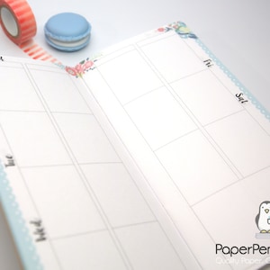 Midori Insert Weekly Calendar Regular A5 Wide B6 Personal A6 Pocket FN Passport Week On 2 Pages WO2P Undated Floral Brown Travelers Notebook