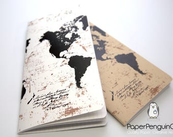 N001: World Map Cover Bright White Paper 118 GSM 40 Pages Notebook