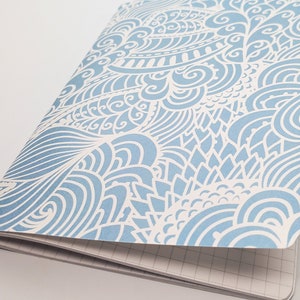 N007: Light Blue Swirls Cover Bright White Paper 118 GSM 40 Pages Notebook