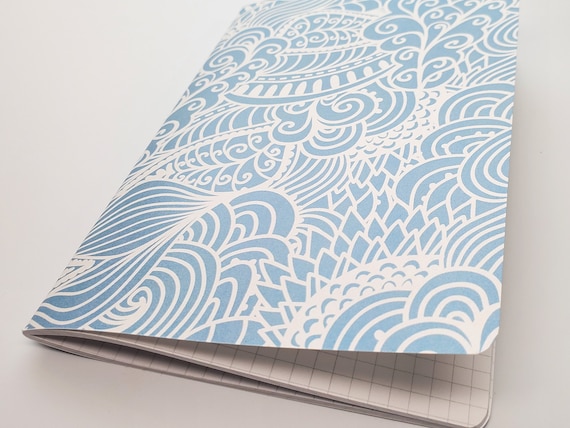 N007: Light Blue Swirls Cover Bright White Paper 118 GSM 40 Pages Notebook