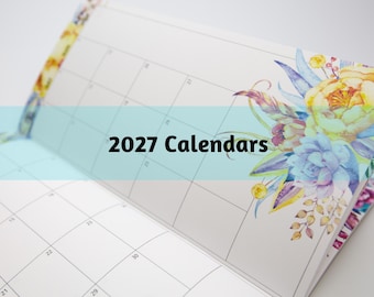 M017: 2027 Floral Monthly Calendar Bright White Paper 118 GSM 40 Pages Notebook