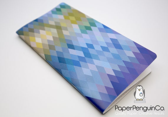 N003: Geometric Greens Cover Bright White Paper 118 GSM 40 Pages Notebook