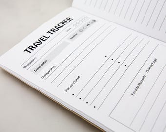 N023: Travel Journal Trip Log Bright White Paper 118 GSM 40 Pages Notebook