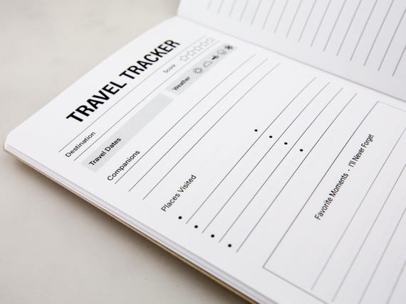 N023: Travel Journal Book Log Bright White Paper 118 GSM 40 Pages Notebook