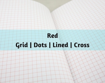 N025: Red Grid Dots Lined Cross Bright White Paper 118 GSM 40 Pages Notebook
