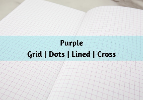 N027: Purple Grid Dots Lined Cross Bright White Paper 118 GSM 40 Pages Notebook