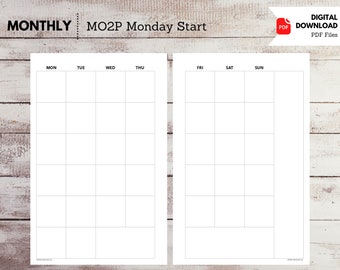 M300: Printable Insert Half Letter MO2P Monthly Undated Monday Start