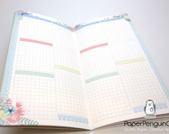 Midori Insert Daily Calendar Regular Wide B6 Personal A6 Pocket FN Passport Day On 1 Page DO1P Undated Floral Kraft Brown Travelers Notebook