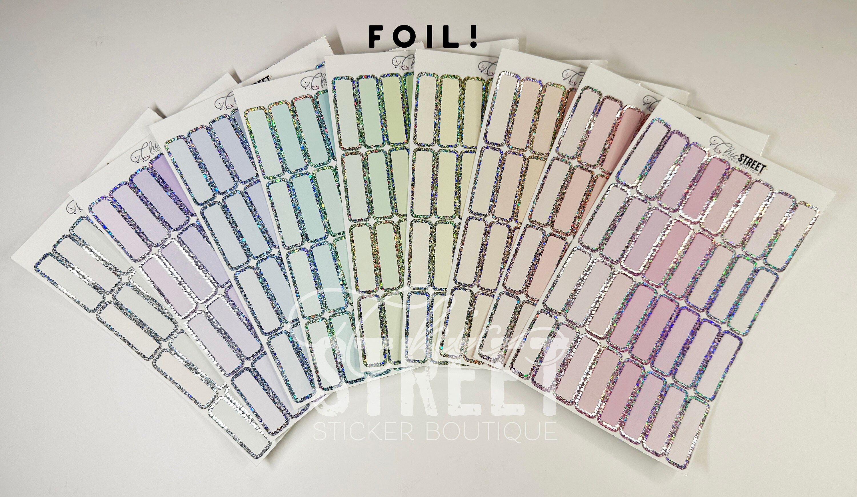 FOIL | Pastel Glitter Quarter Boxes | Planner Stickers - Etsy