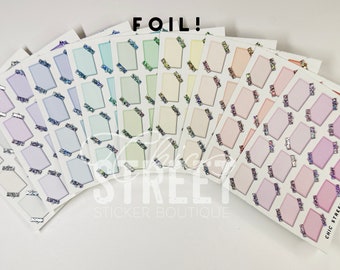FOIL | Pastel Mini Sticky Note Side Half Boxes with Glitter Washi | Planner Stickers