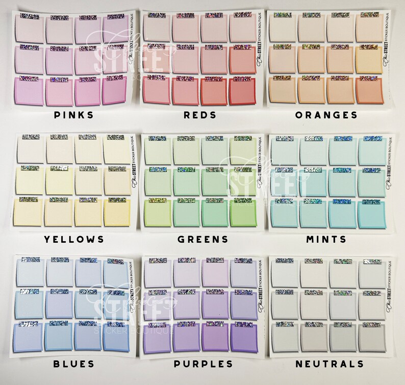FOIL | Pastel Small Sticky Notes With Glitter Washi | Planner Stickers ...
