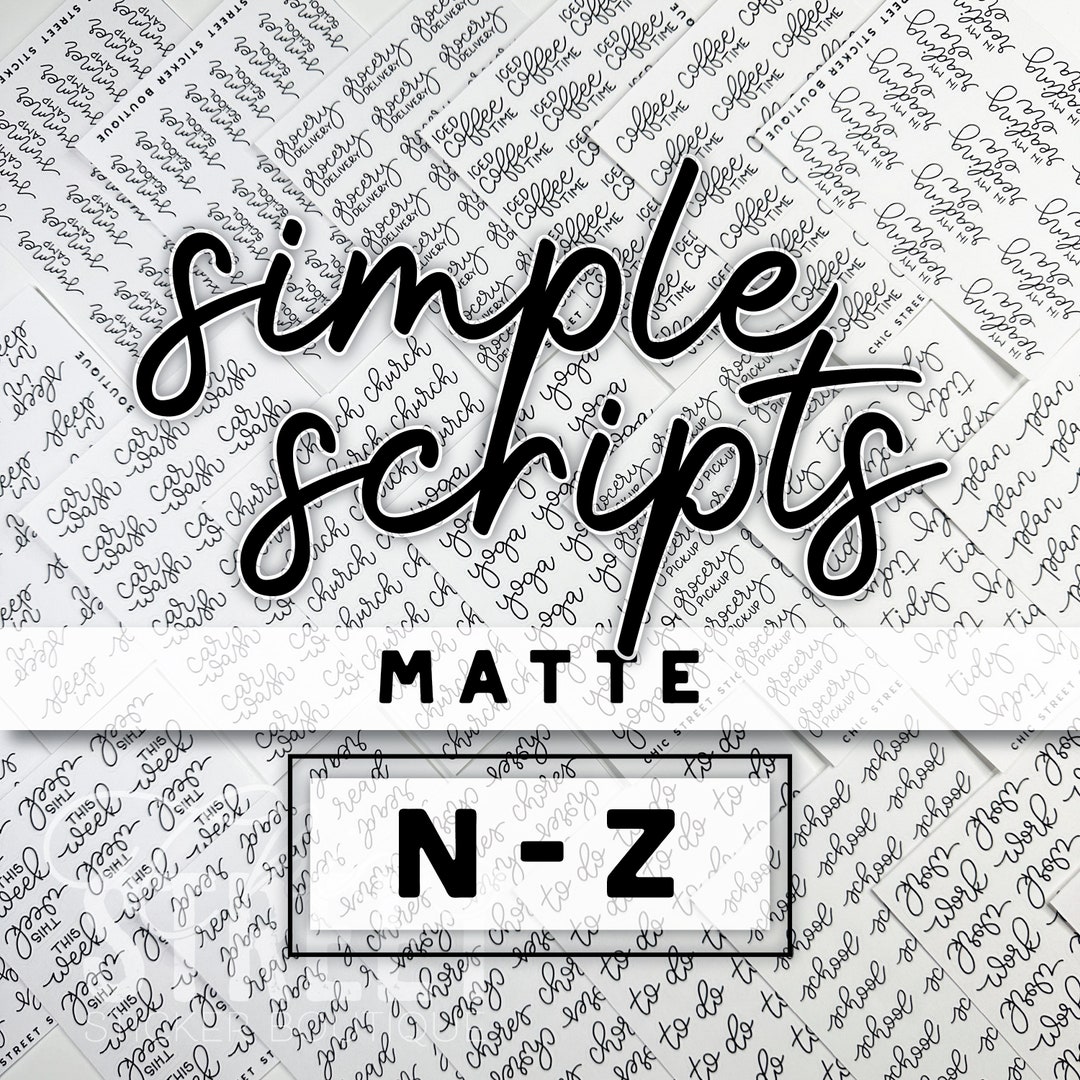 Simple Scripts | N-Z | Matte | Planner Stickers - Etsy
