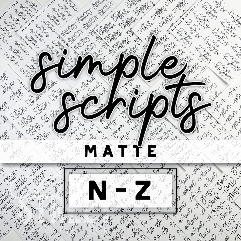 Simple Scripts | N-Z | Matte | Planner Stickers - Etsy
