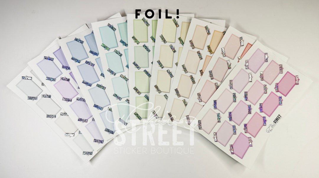 FOIL | Pastel Sticky Note Side Half Boxes With Glitter Washi | Planner ...