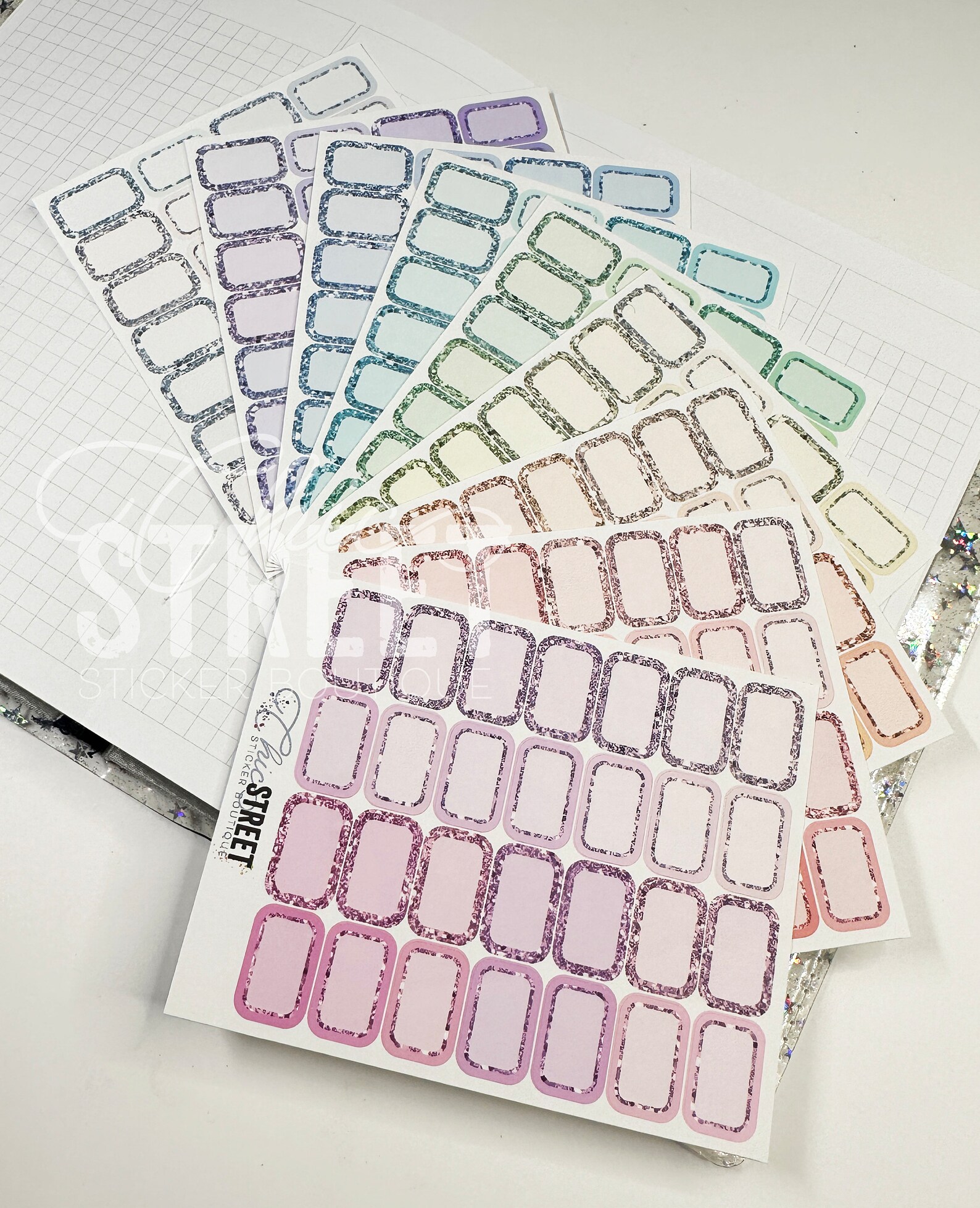 Pastel Glitter Half Quarter Boxes | Planner Stickers - Etsy