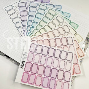 Pastel Glitter Half Quarter Boxes | Planner Stickers - Etsy