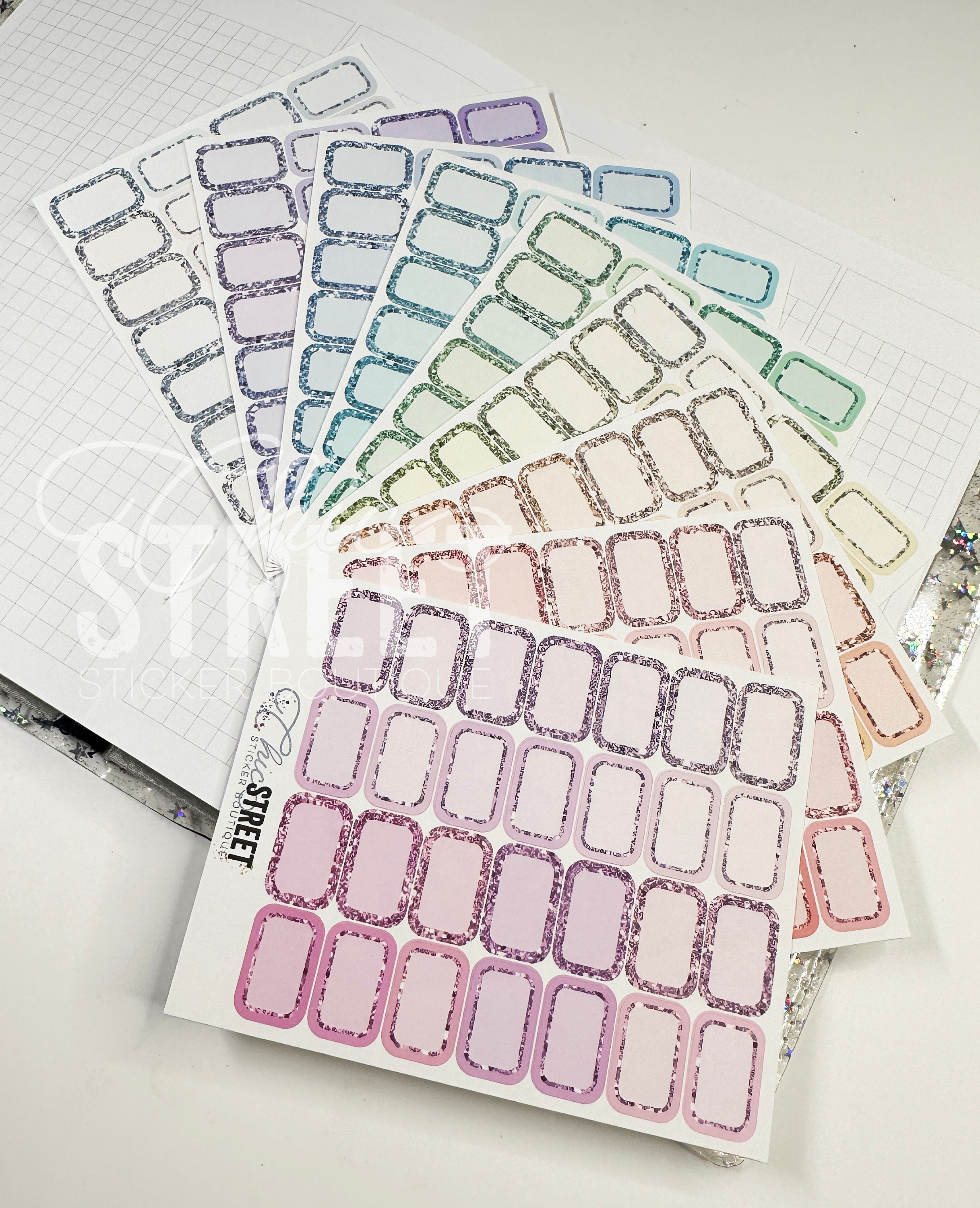 Pastel Glitter Half Quarter Boxes | Planner Stickers - Etsy