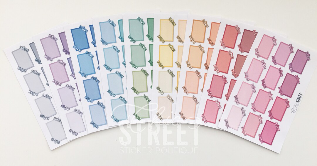 Sticky Note Side Half Boxes With Glitter Washi | Planner Stickers - Etsy