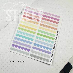 Pastel Scallop Dividers | Hand Drawn | Planner Stickers