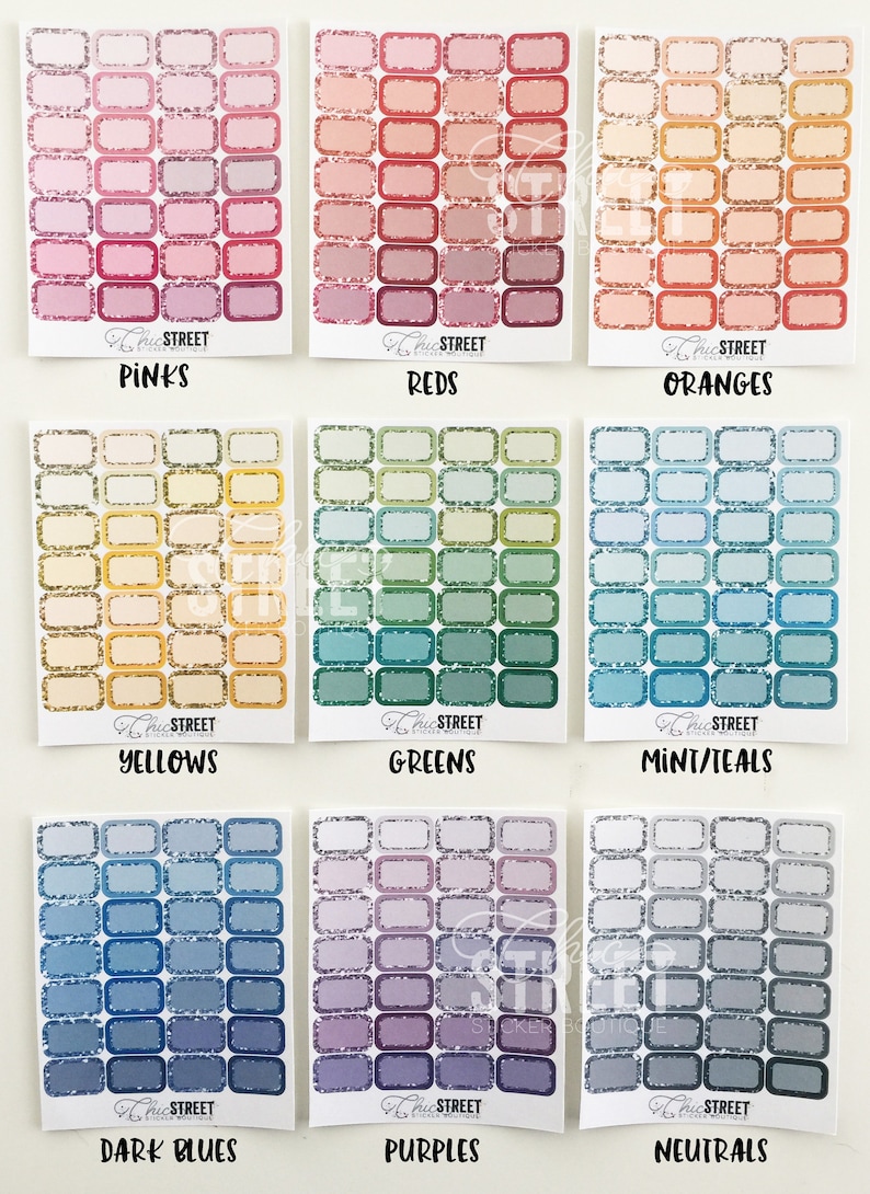 Glitter Half Quarter Boxes | Planner Stickers - Etsy