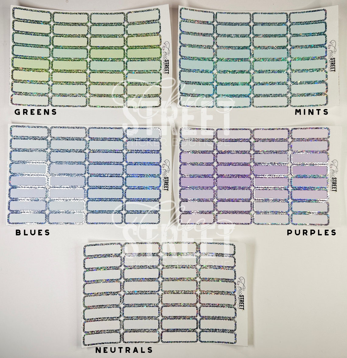 FOIL | Pastel Glitter Quarter Boxes | Planner Stickers - Etsy
