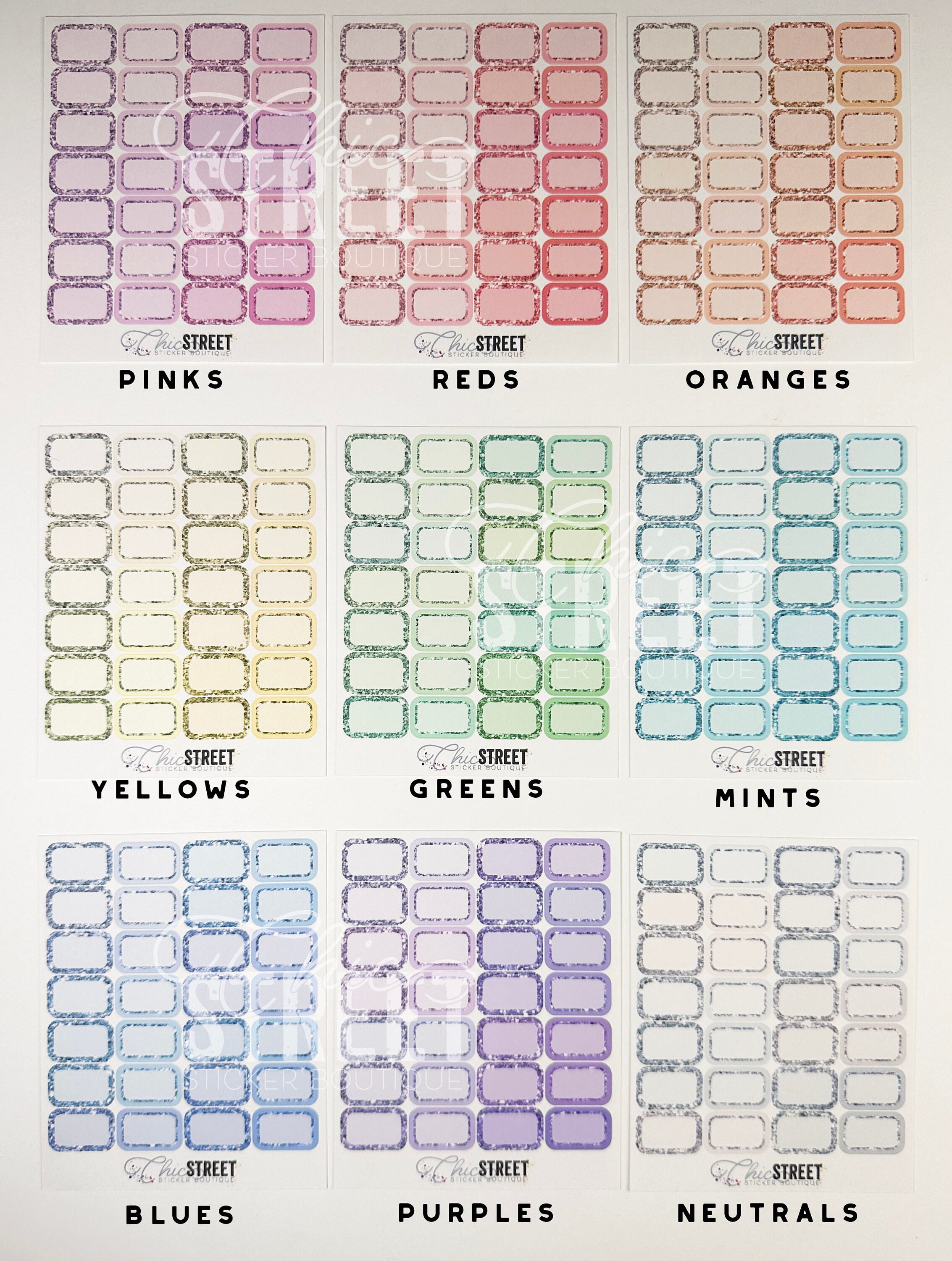 Pastel Glitter Half Quarter Boxes | Planner Stickers - Etsy