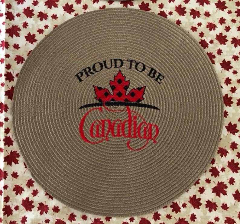 15 Round Embroidered Canadian Patriotic Placemat Etsy