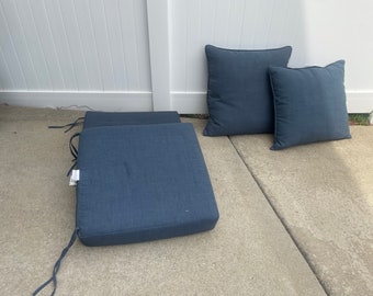 4 Piece Blue Patio Cushions- Great shape