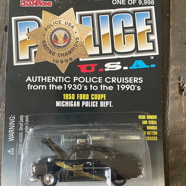 Racing Champions - Police USA - 1950 Ford Coupe - Michigan Police Department 1:58 Scale