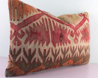 12x20 Kilim Pillow Cover Accent Throw Pillow Vintage Kilim Pillow Floor Cushion Cover E556 Bohemian Sham Cover Handwoven Kilim Lumbar