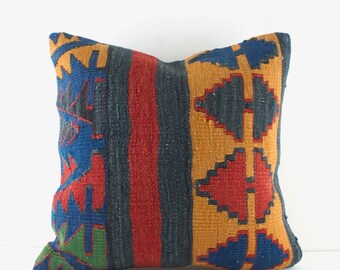 Kilim Pillows,16x16 Kilim Pillow,Kilim Pillow Cover,Decoratice Pillow,Kilim Pillow No:0205