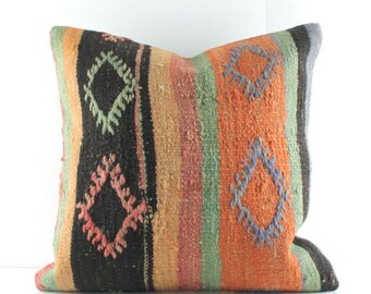 vintage pillow turkish pillow kilim pillow cover bohemian pillow E1321 kilim cushion cover 18x18 kilim pillow decorative pillow