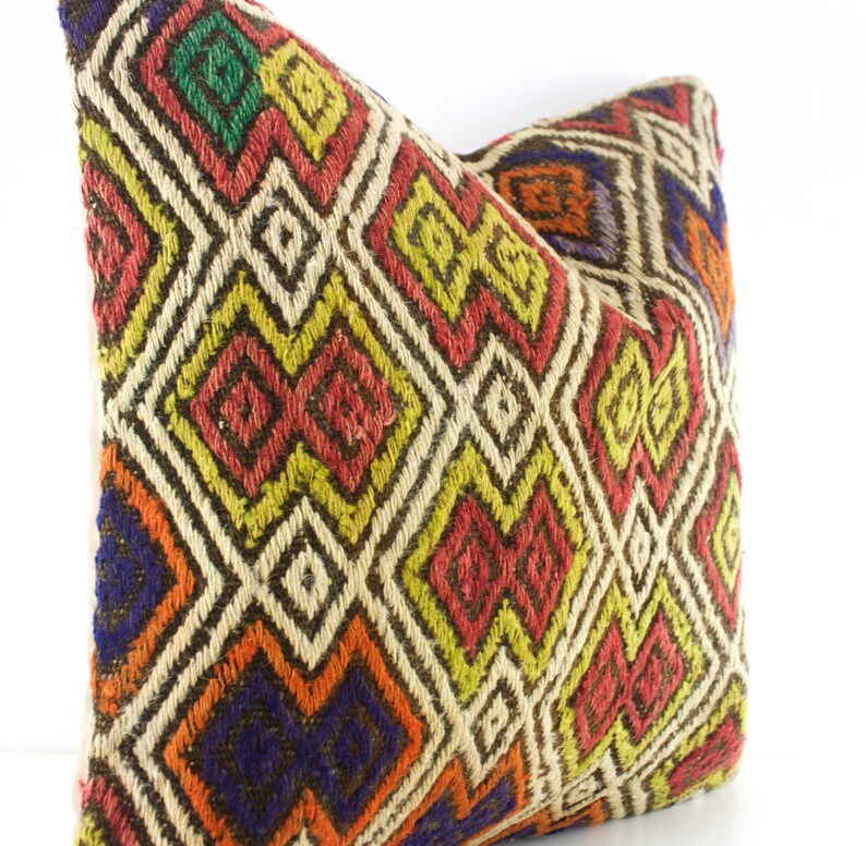 Turkish Kilim Pillow Kilim Pillow 16X16 Kilim Pillows Etsy